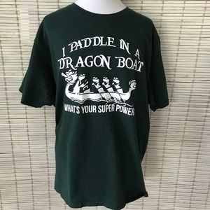Dragon Boat L Paddle Row Race Green Ocean Surf T shirt